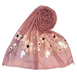 Limited edition embroidered flower hijab - Purple